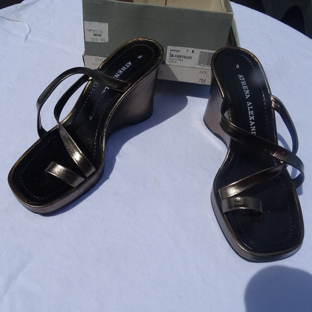 Athena Alexander Bronze Metallic Wedges  Size 8